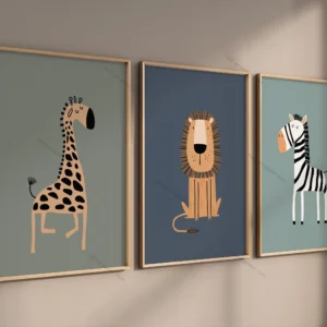 Plakaty safari do pokoju dziecięcego - zestaw 3 sztuki Wzór 1