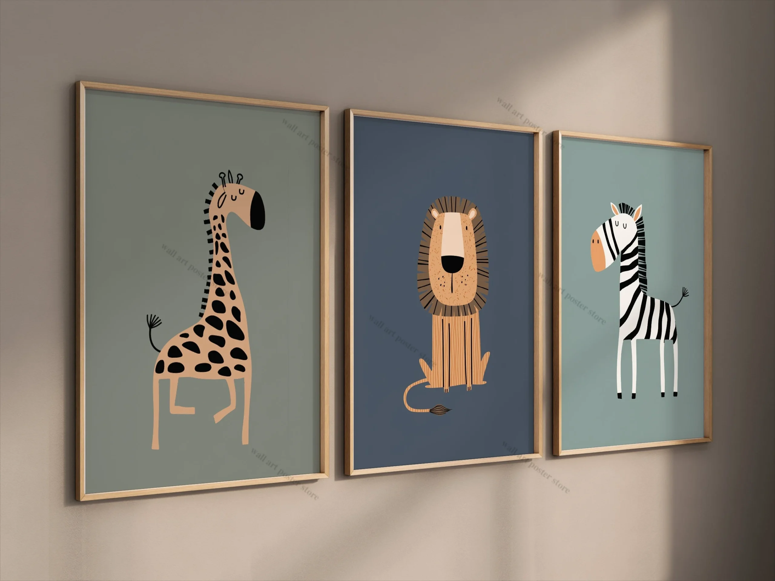 Plakaty safari do pokoju dziecięcego - zestaw 3 sztuki Wzór 1