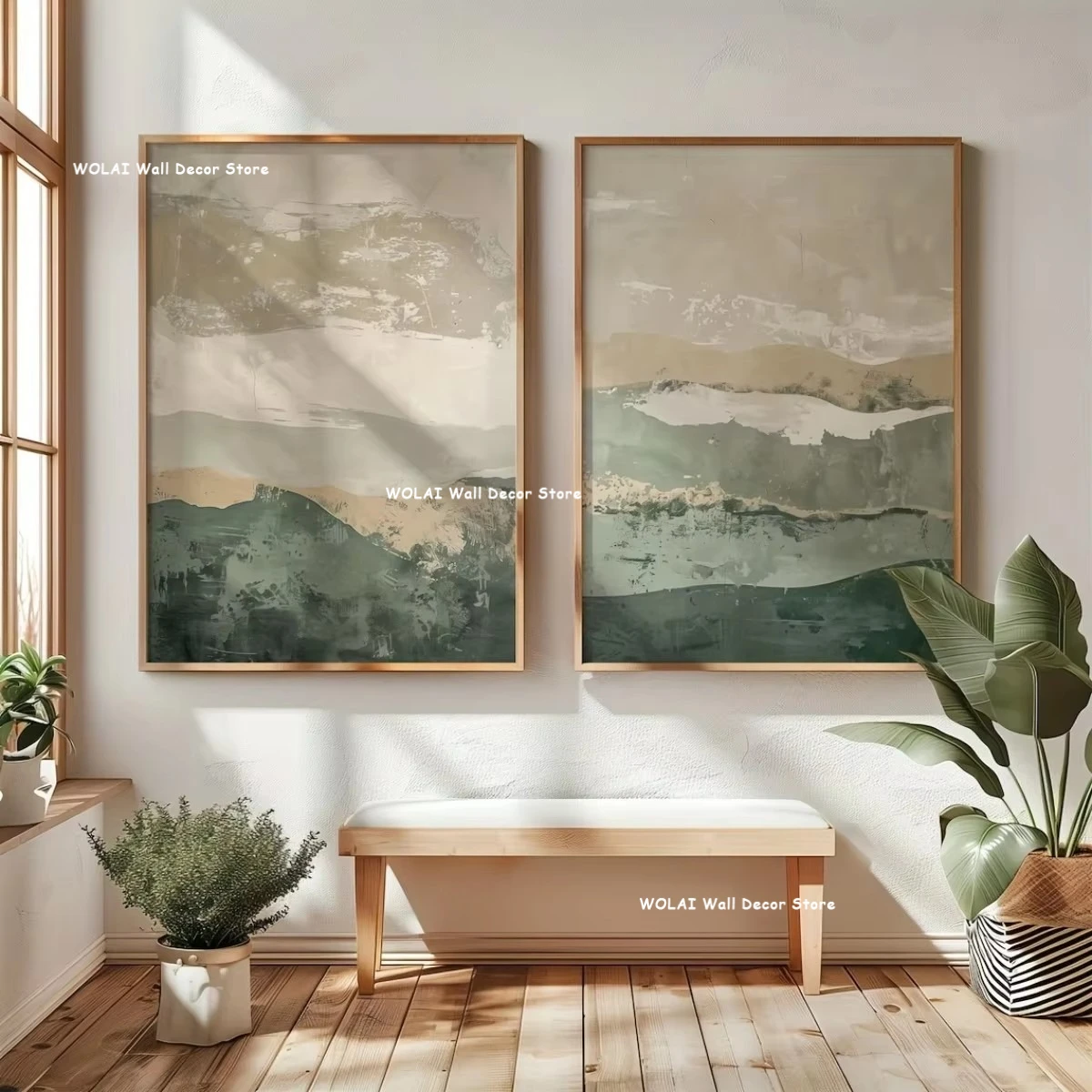 Plakaty wabi-sabi góry i żuraw - zestaw 2 szt. Wzór 3