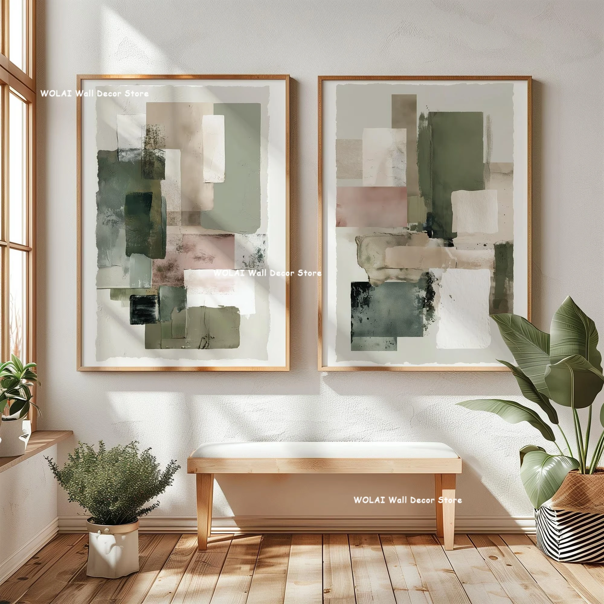 Plakaty wabi-sabi góry i żuraw - zestaw 2 szt. Wzór 4