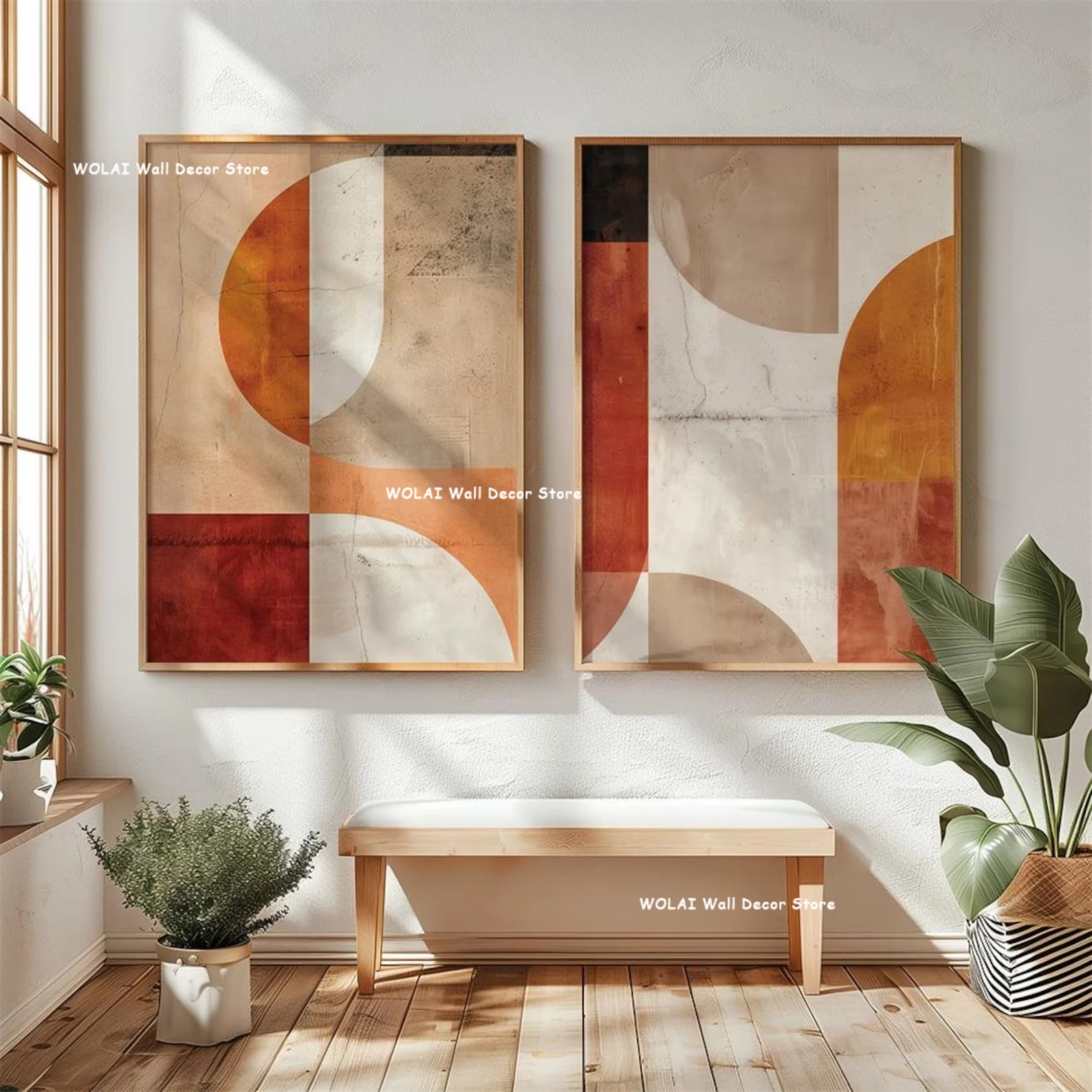 Plakaty wabi-sabi góry i żuraw - zestaw 2 szt. Wzór 5