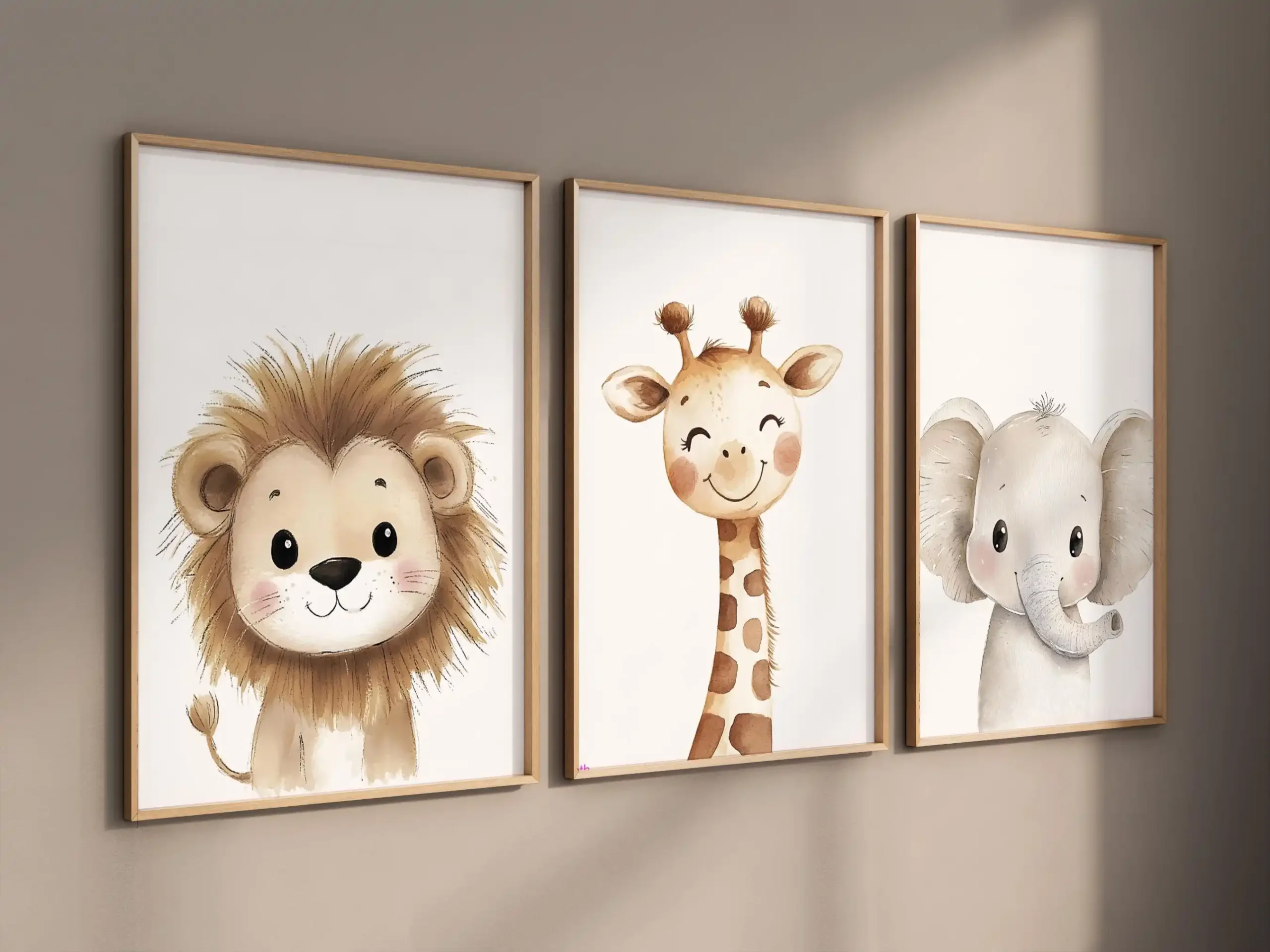 Zwierzęta safari - zestaw 3 plakatów dla dzieci Wzór 1
