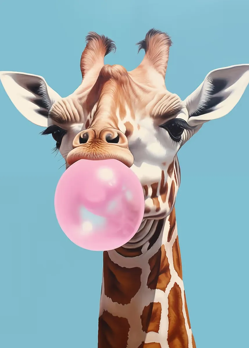 Kolorowe zwierzęta z gumą balonową – zestaw plakatów safari Wzór 11
