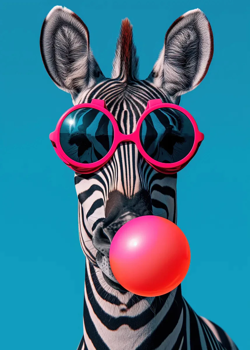 Kolorowe zwierzęta z gumą balonową – zestaw plakatów safari Wzór 12