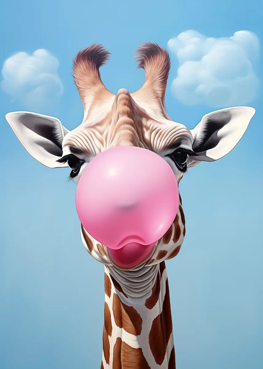 Kolorowe zwierzęta z gumą balonową – zestaw plakatów safari Wzór 9