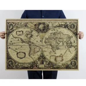 Retro mapa morska świata plakat vintage Biały
