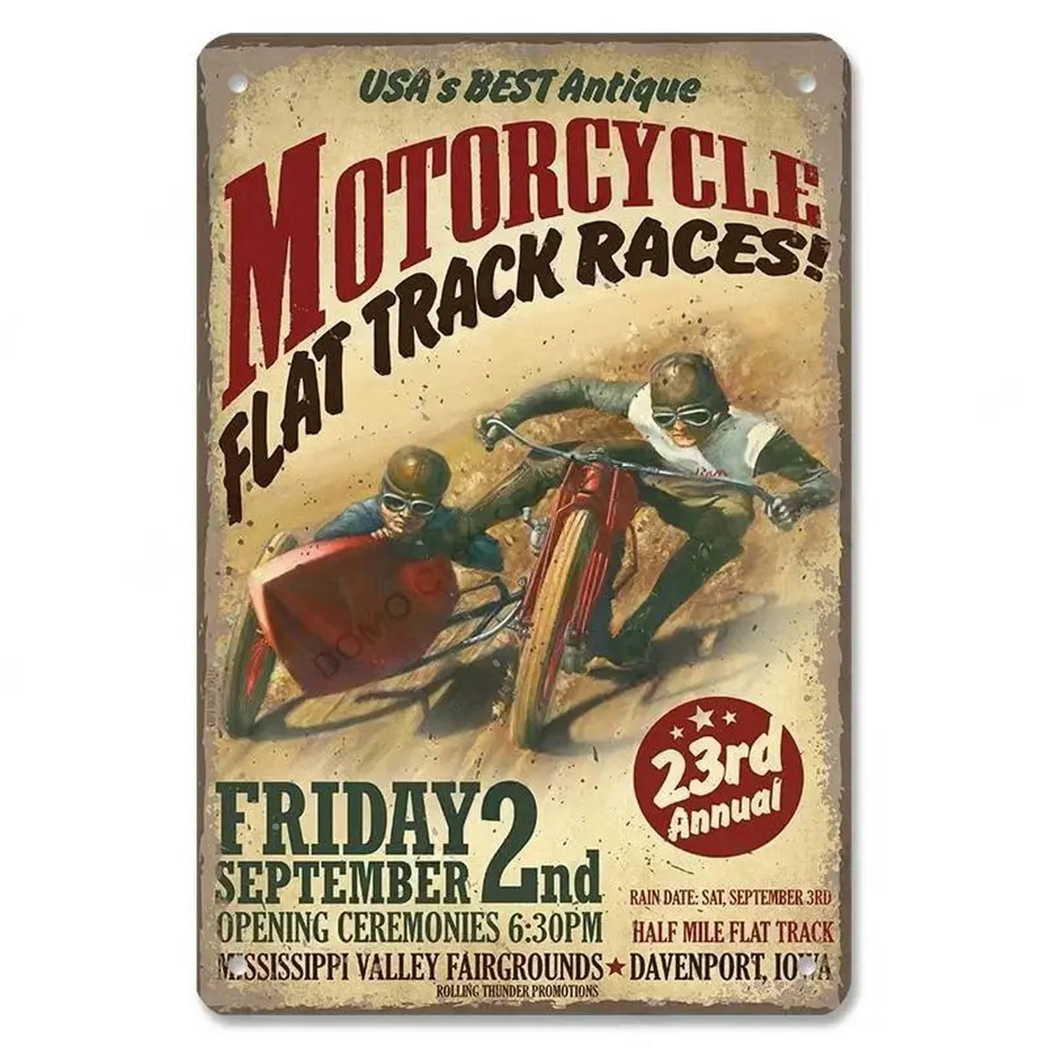 Tablica metalowa motocykl retro vintage Złoty
