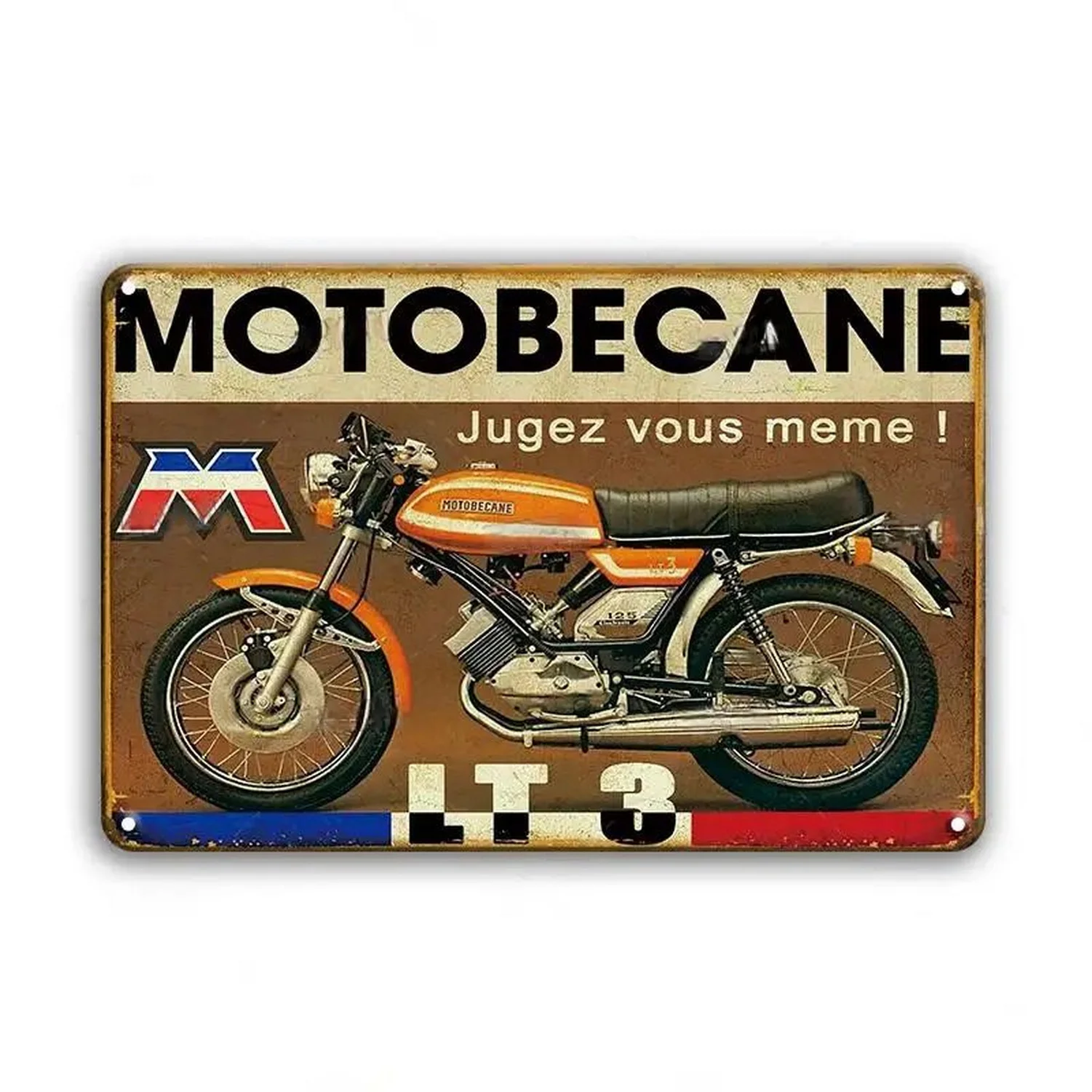 Tablica metalowa motocykl retro vintage Niebieski