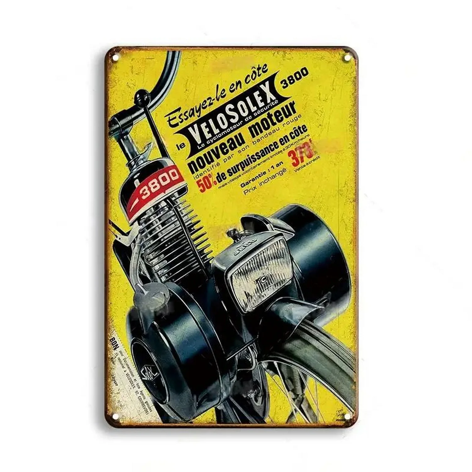 Tablica metalowa motocykl retro vintage Woda zielona