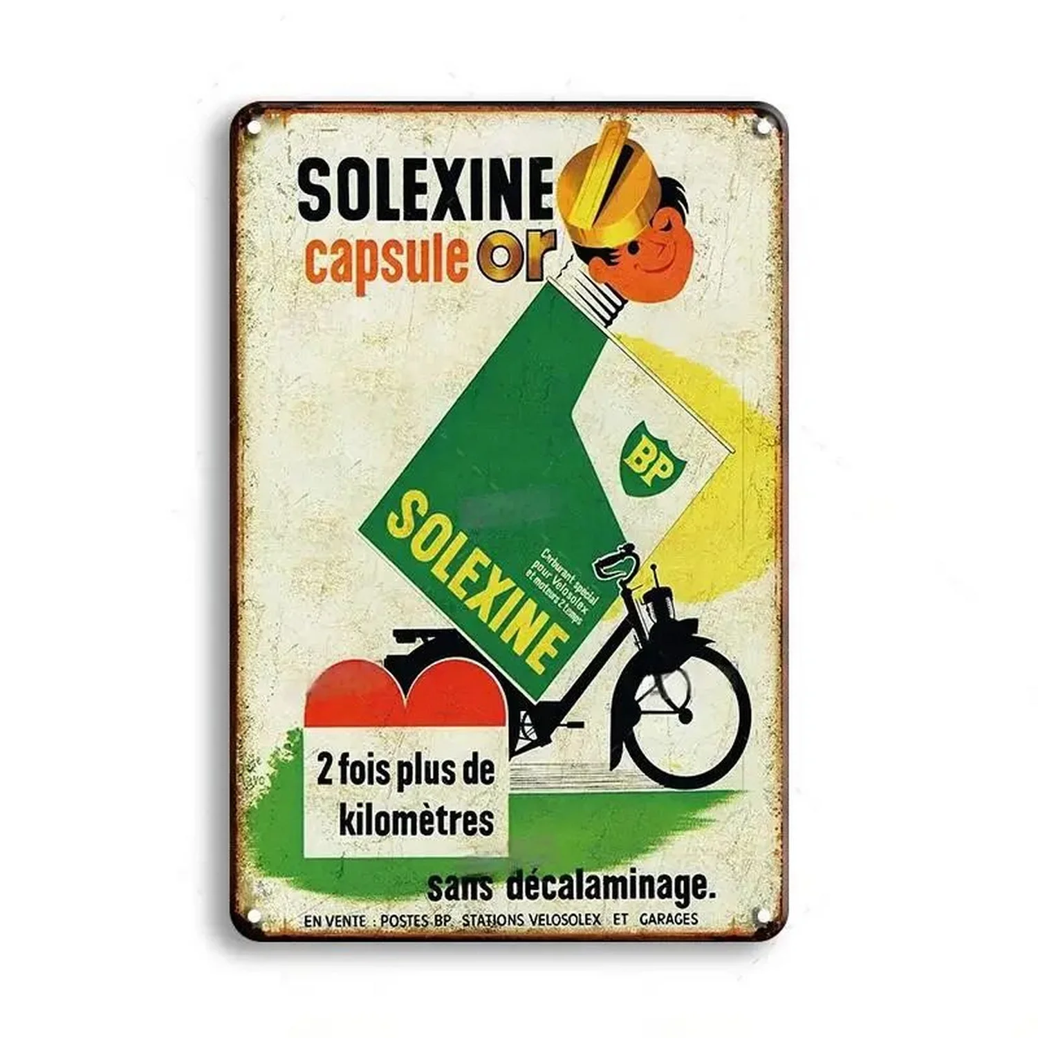Tablica metalowa motocykl retro vintage Zielony jabłko
