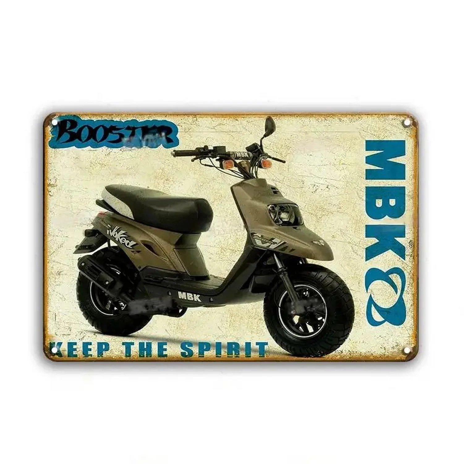 Tablica metalowa motocykl retro vintage Zielony