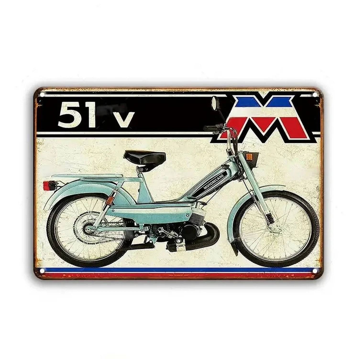 Tablica metalowa motocykl retro vintage żółty