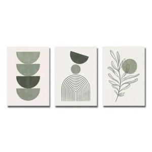 Tryptyk botaniczny boho w zieleni Set no frame