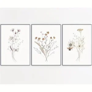 Tryptyk plakat akwarelowe polne kwiaty botaniczny Cx3pcs