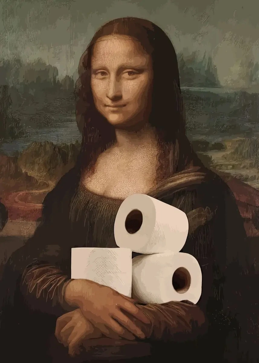 Zabawny plakat do łazienki Mona Lisa Sku 11