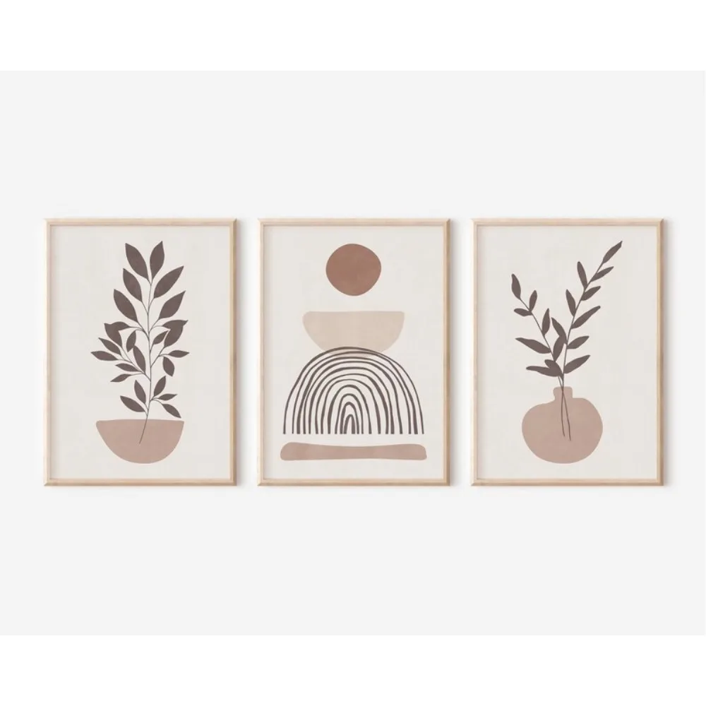 Zestaw plakatow boho - pastelowa abstrakcja Wzór 1