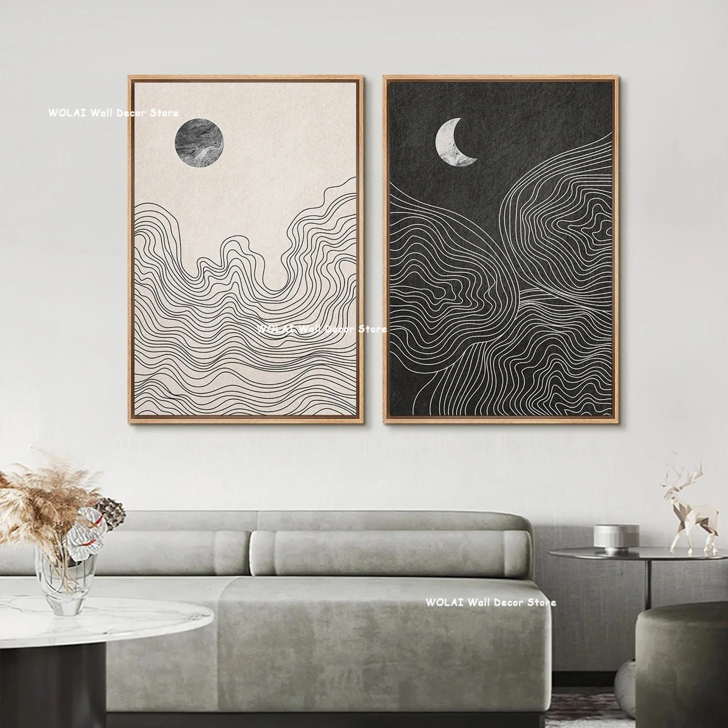 Słońce i Księżyc - zestaw 2 plakatów line art Kawa