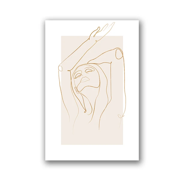Abstrakcja boho w terakocie – plakat one line Biały
