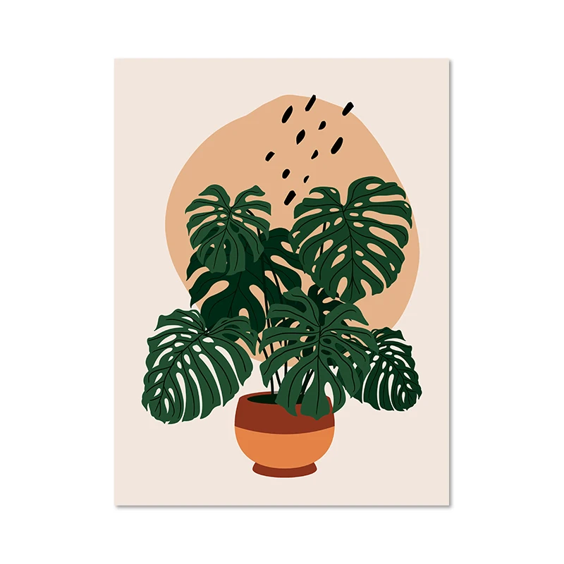 Abstrakcja boho w terakocie – plakat one line Burgundia