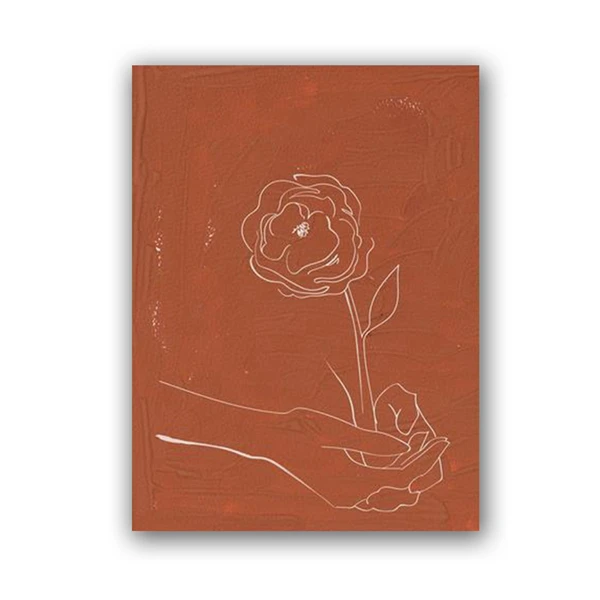 Abstrakcja boho w terakocie – plakat one line Khaki