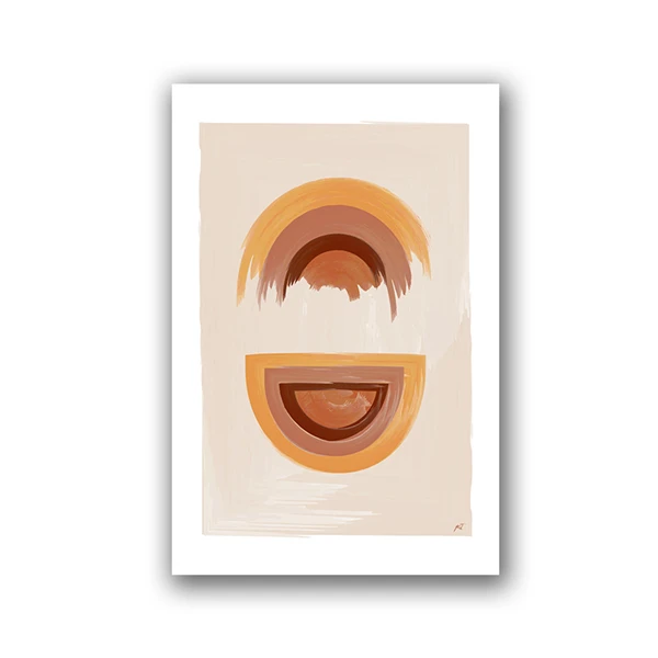 Abstrakcja boho w terakocie – plakat one line Czarny