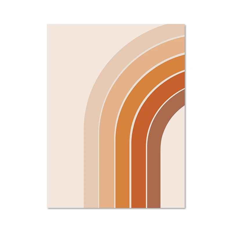 Abstrakcja boho w terakocie – plakat one line Czerwony