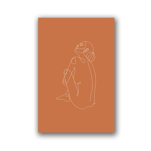 Abstrakcja boho w terakocie – plakat one line Jasnoszary