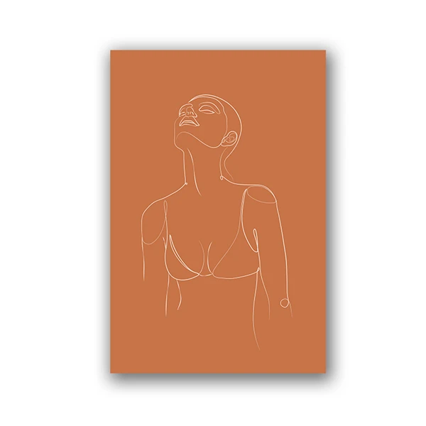 Abstrakcja boho w terakocie – plakat one line Jasny