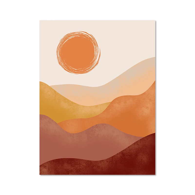 Abstrakcja boho w terakocie – plakat one line Zielony