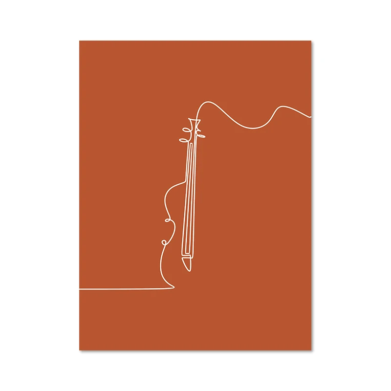 Abstrakcja boho w terakocie – plakat one line żółty