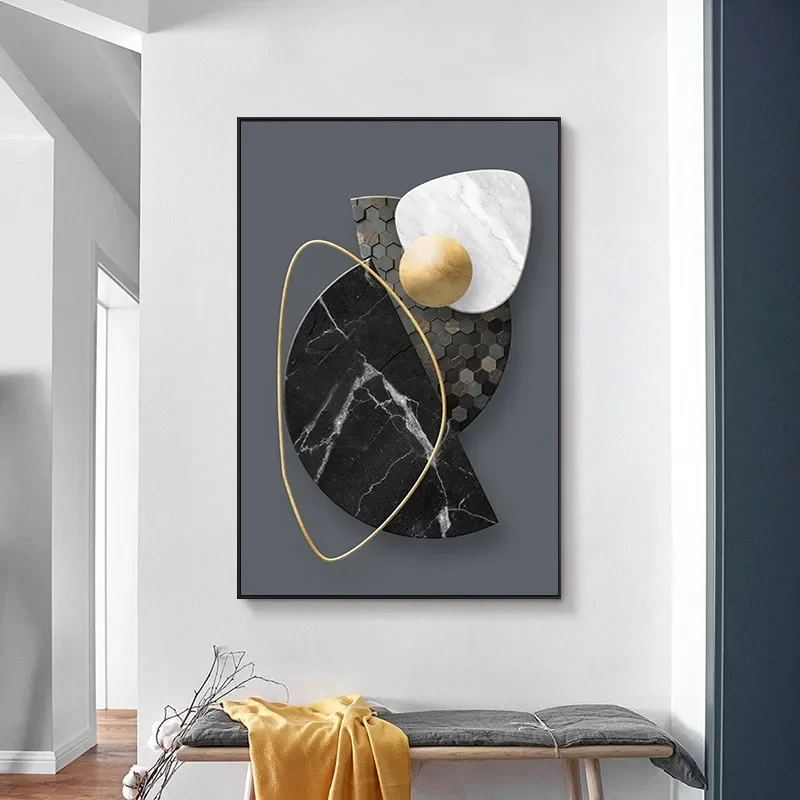 Abstrakcja geometryczna - nowoczesny plakat Biały