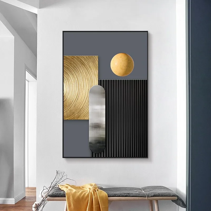 Abstrakcja geometryczna - nowoczesny plakat żółty