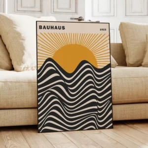 Abstrakcyjny plakat geometryczny w stylu Bauhaus Armijna zieleń