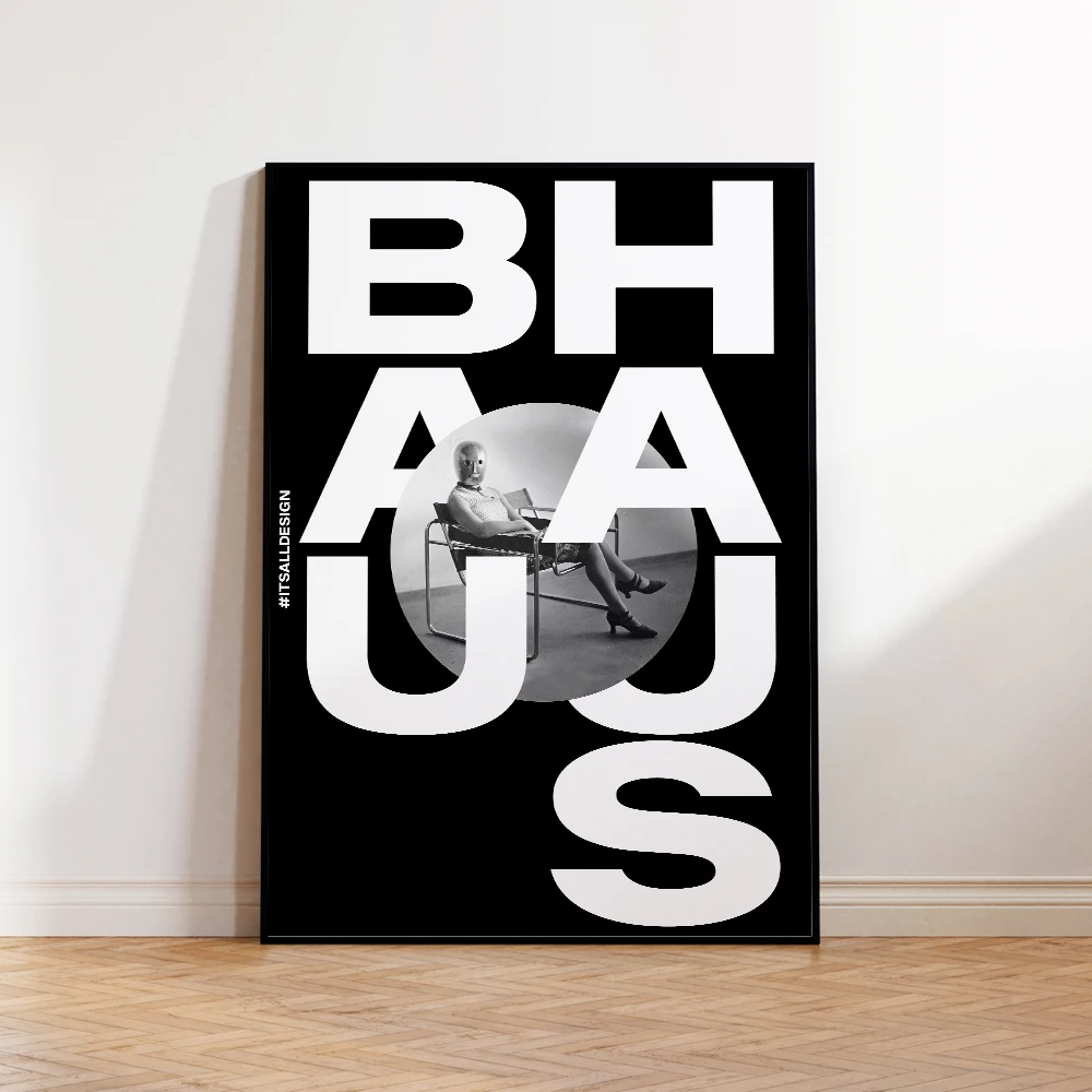 Abstrakcyjny plakat geometryczny w stylu Bauhaus Biały
