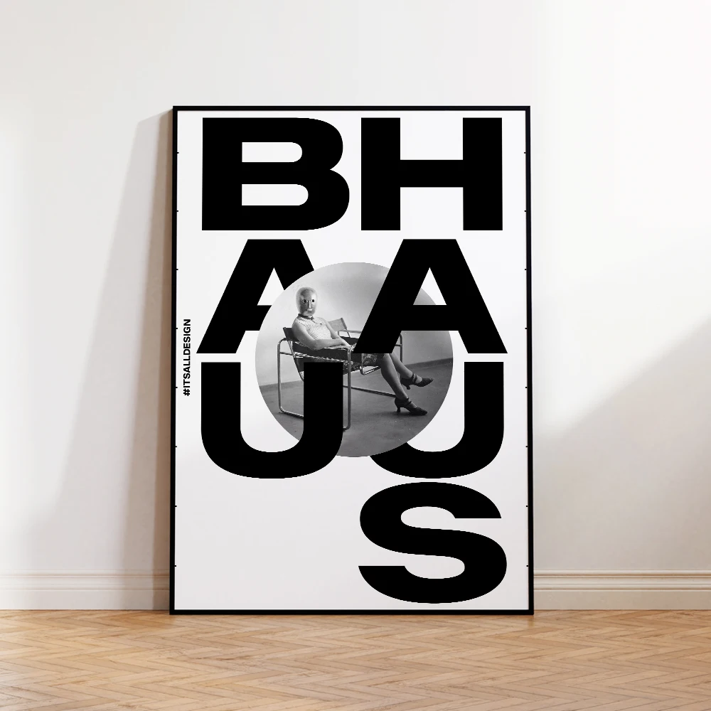 Abstrakcyjny plakat geometryczny w stylu Bauhaus żółty