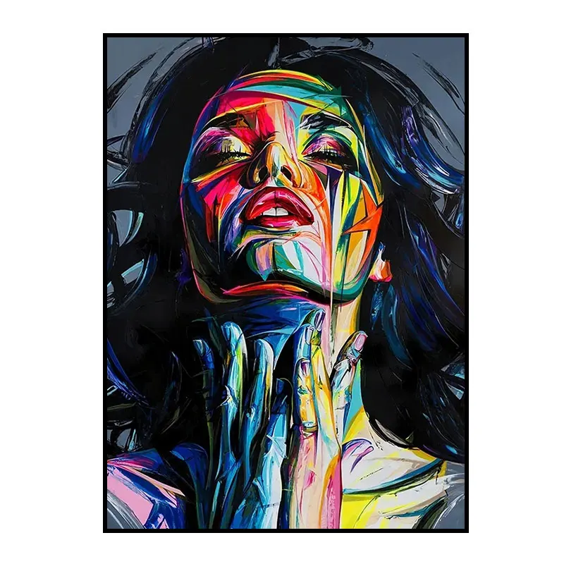 Abstrakcyjny portret kobiety graffiti Fioletowy