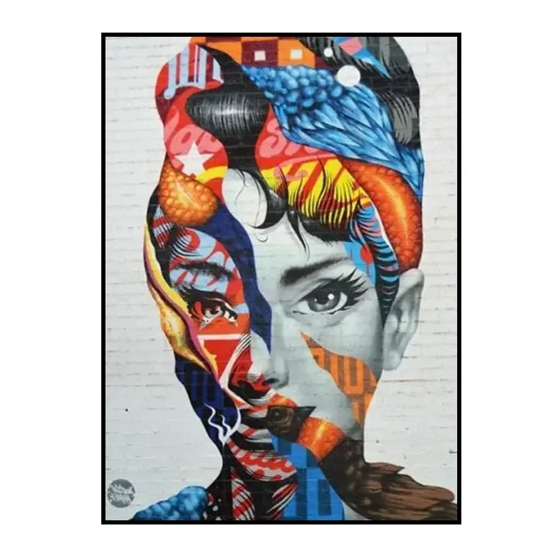 Abstrakcyjny portret kobiety graffiti Granatowy