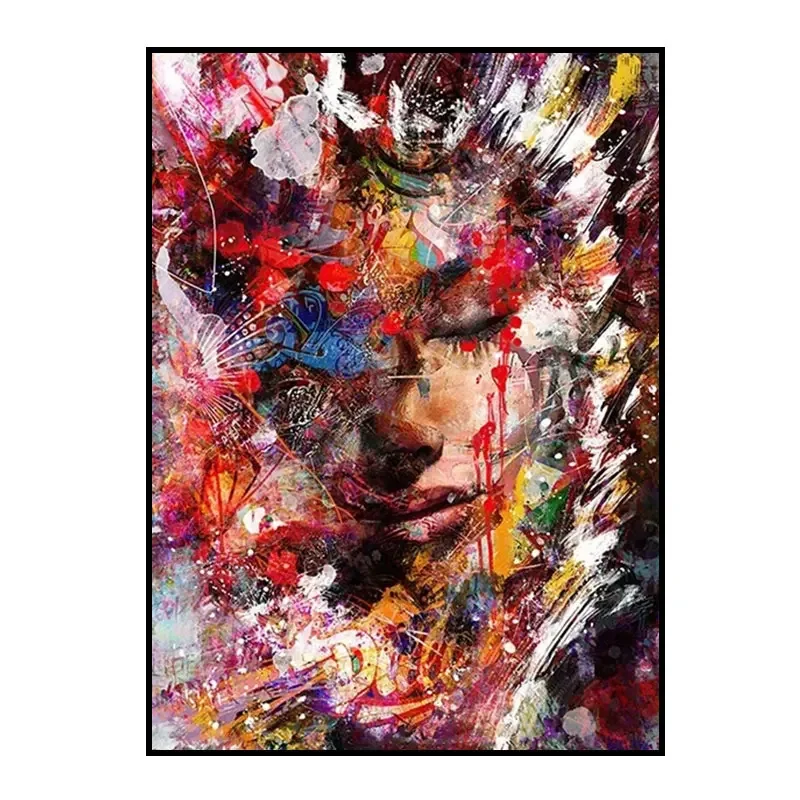 Abstrakcyjny portret kobiety graffiti Niebieski