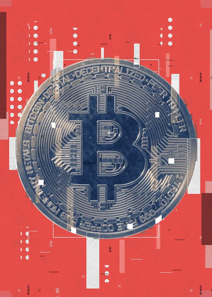 Abstrakcyjny złoty Bitcoin - plakat Zielony