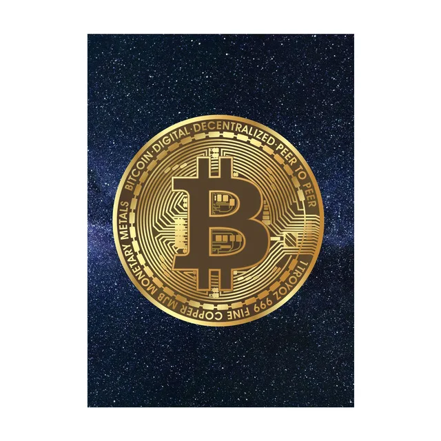 Abstrakcyjny złoty Bitcoin - plakat żółty