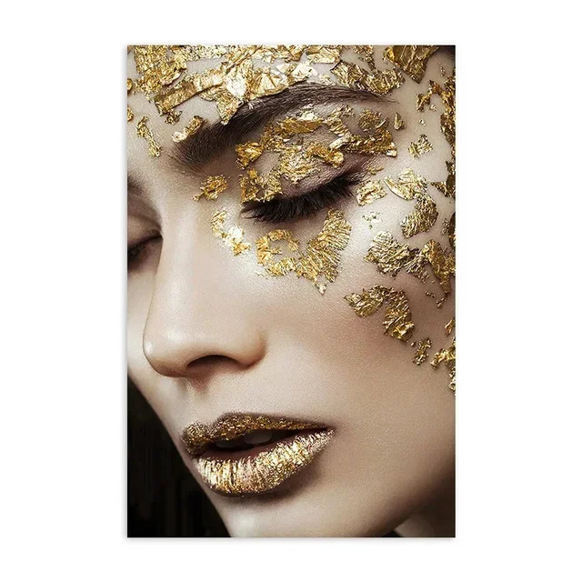 Afrykańska kobieta w złocie – plakat art deco Jasnoszary