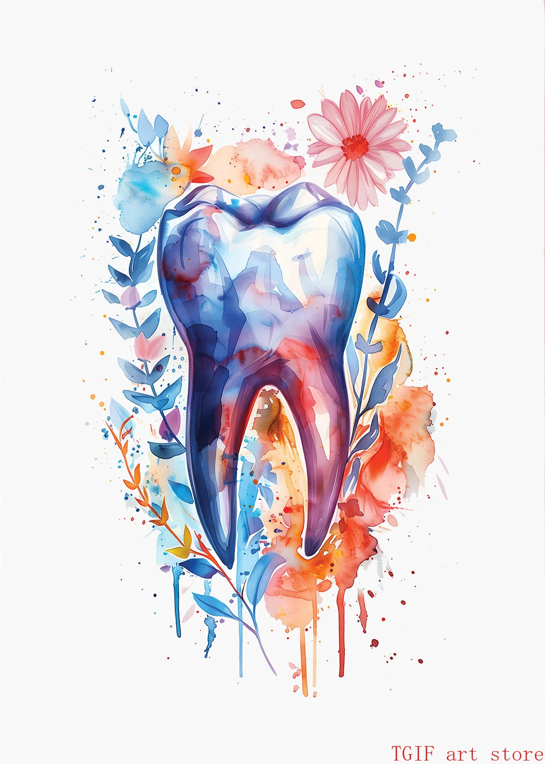 Akwarelowa anatomia zęba - dekoracja dla dentysty Jasnoszary