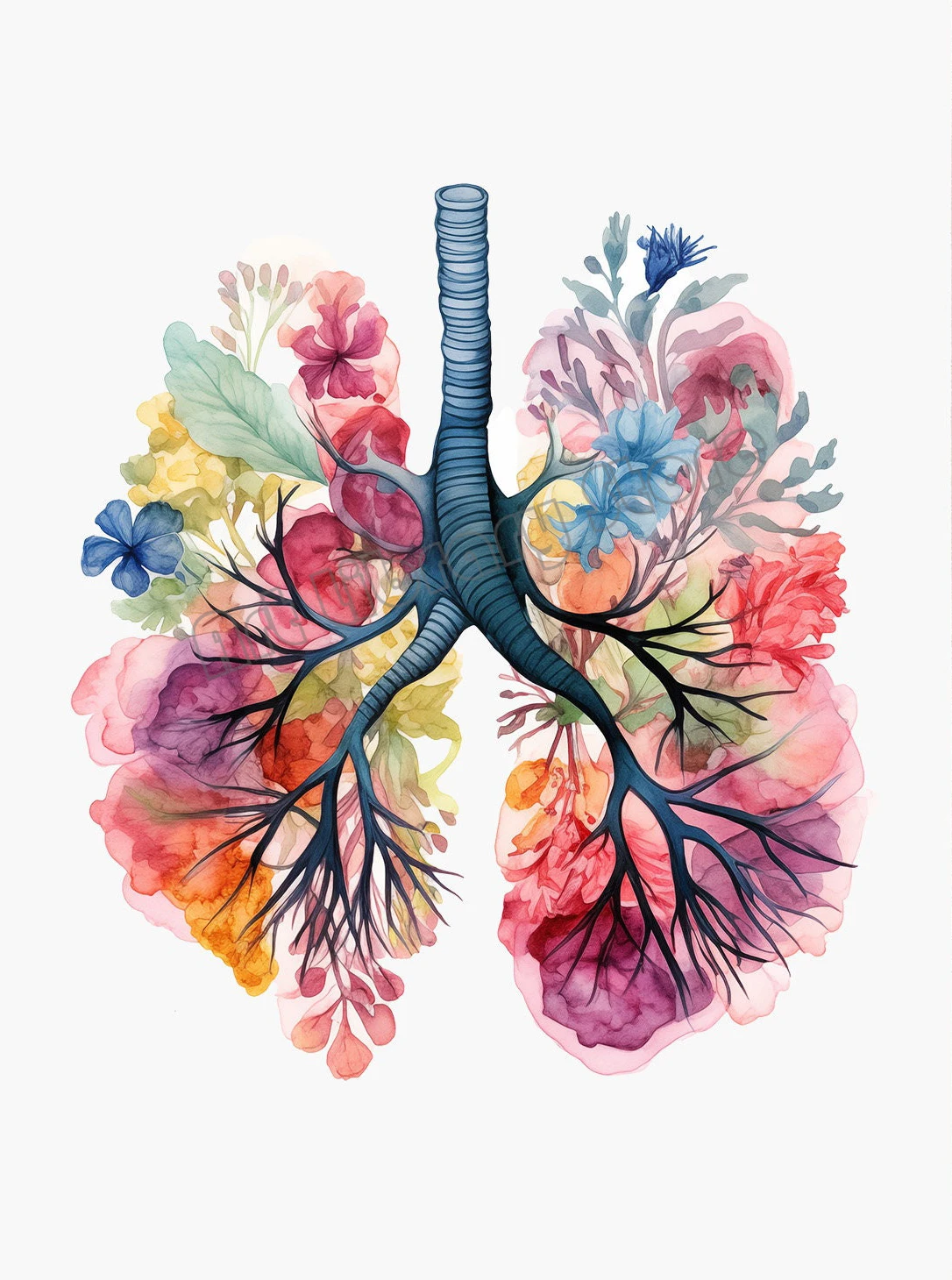 Anatomia człowieka w kwiatach - plakat medyczny Biały