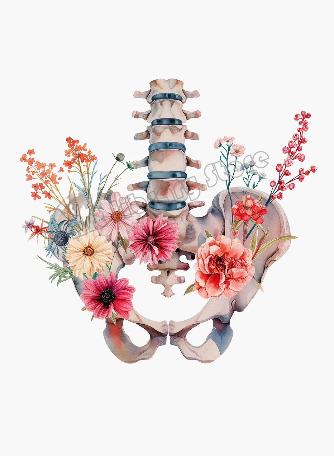 Anatomia człowieka w kwiatach - plakat medyczny Czerwony