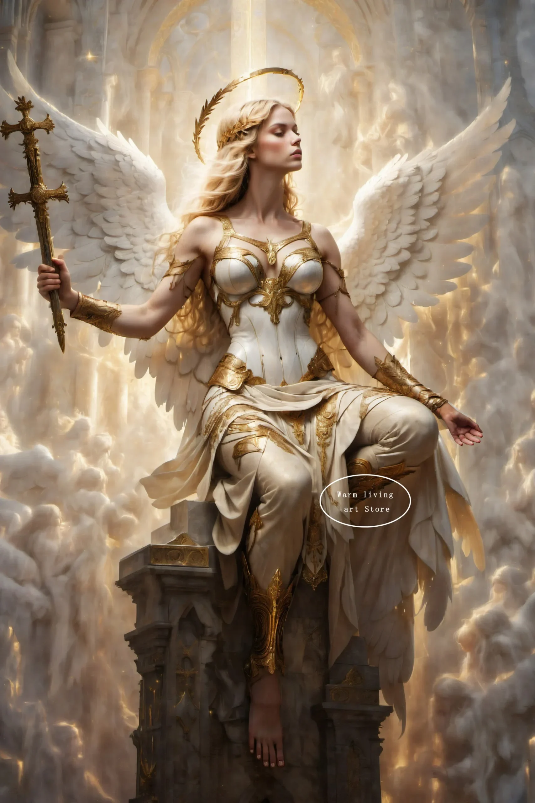 Anioł ze złotymi skrzydłami – plakat fantasy Fioletowy/фиолетовый
