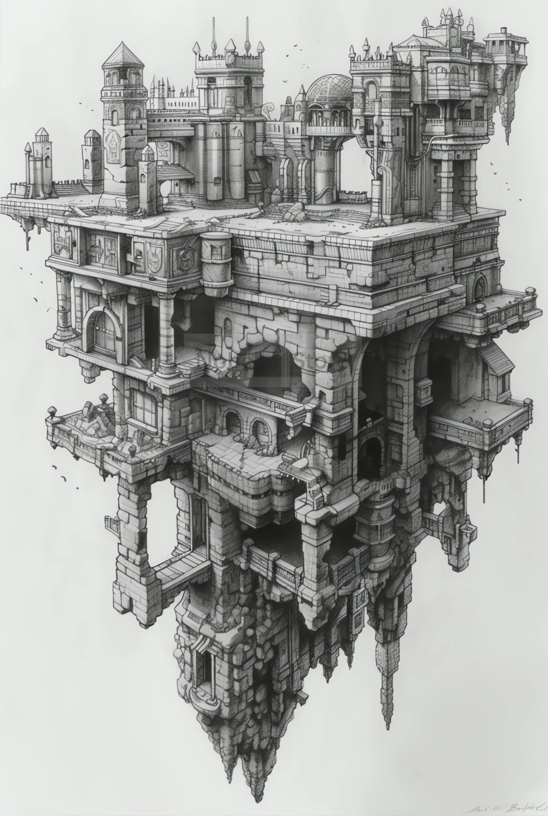 Antyczne ruiny - plakat architektoniczny Czerwony