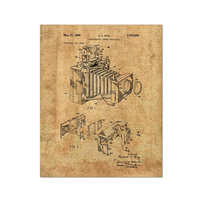 Aparat retro blueprint - plakat vintage dla fotografa Zielony