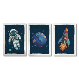 Astronauta w kosmosie - plakat do pokoju dziecięcego Niebieski