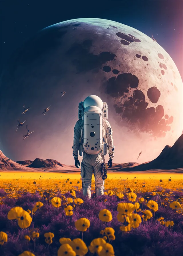 Astronauta - plakat pop art Burgundia