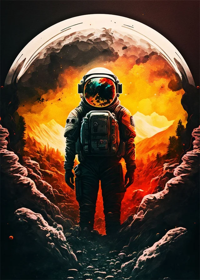 Astronauta - plakat pop art Czarny